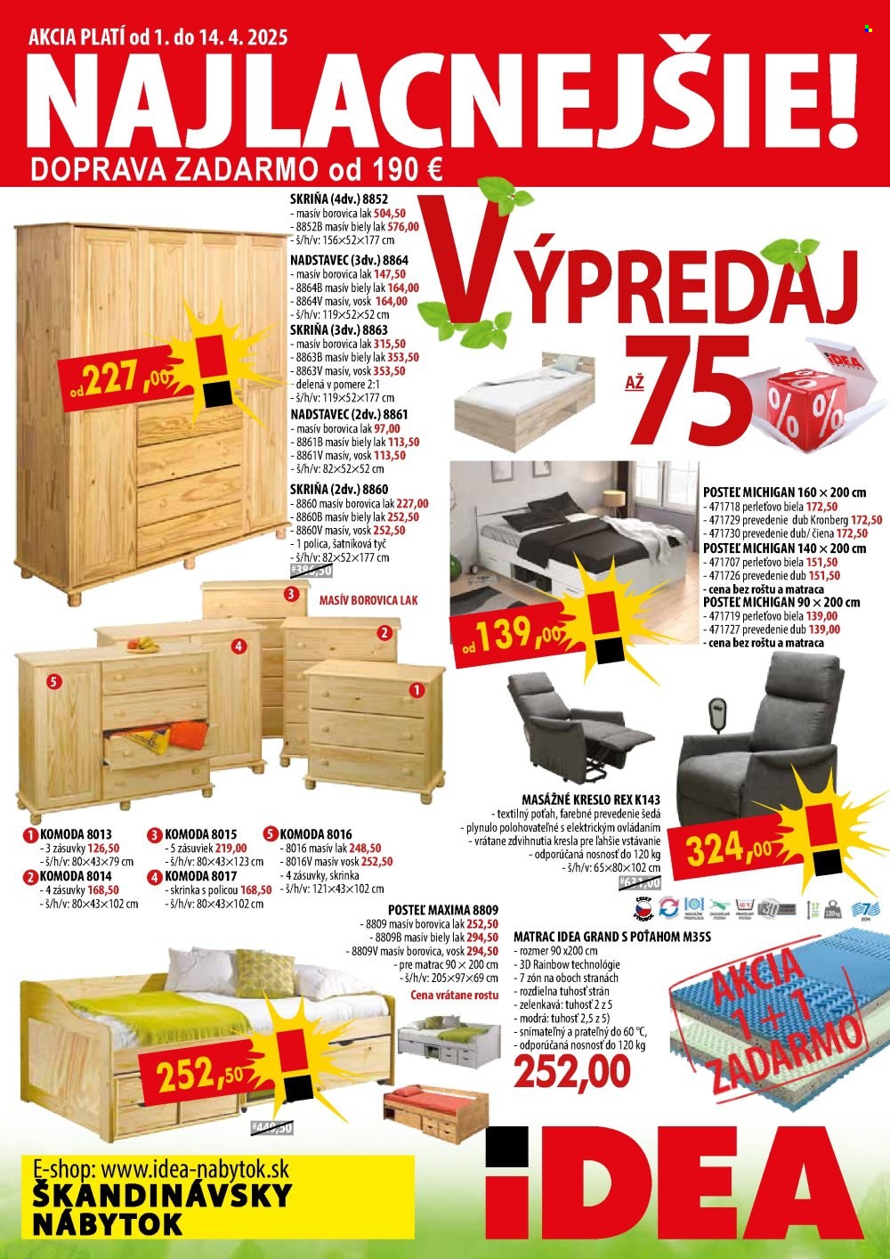 Leták IDEA nábytok - 1.4.2025 - 14.4.2025. Strana 1