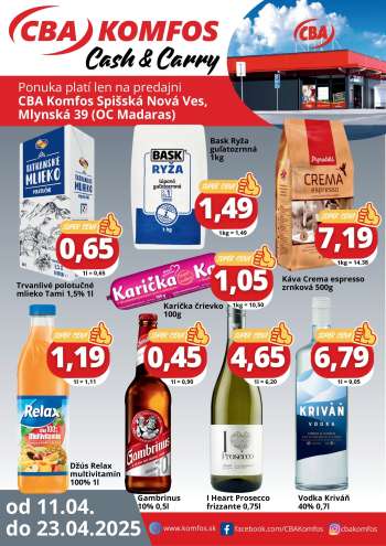 Leták CBA Komfos - 11.4.2025 - 23.4.2025.