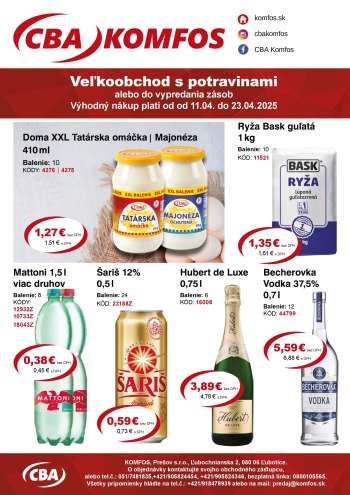 Leták CBA Komfos - 11.4.2025 - 23.4.2025.