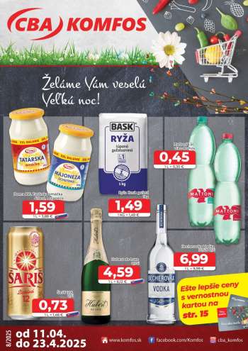 Leták CBA Komfos - 11.4.2025 - 23.4.2025.
