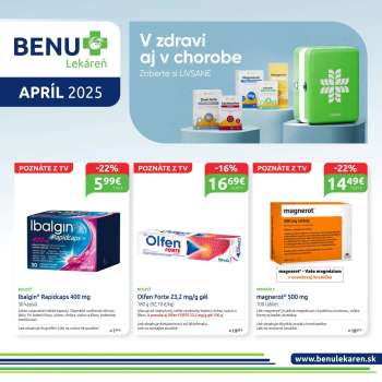 Leták BENU Lekáreň - 1.4.2025 - 30.4.2025.