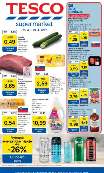 Leták TESCO supermarket - 23.4.2025 - 29.4.2025.
