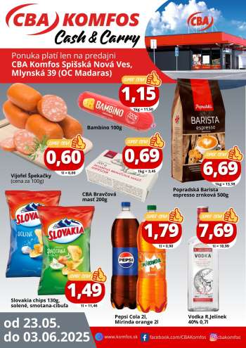 Leták CBA Komfos - 23.5.2025 - 3.6.2025.
