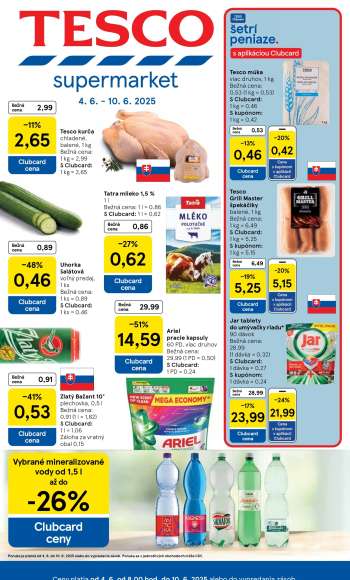Leták TESCO supermarket - 4.6.2025 - 10.6.2025.