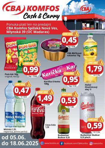 Leták CBA Komfos - 5.6.2025 - 18.6.2025.