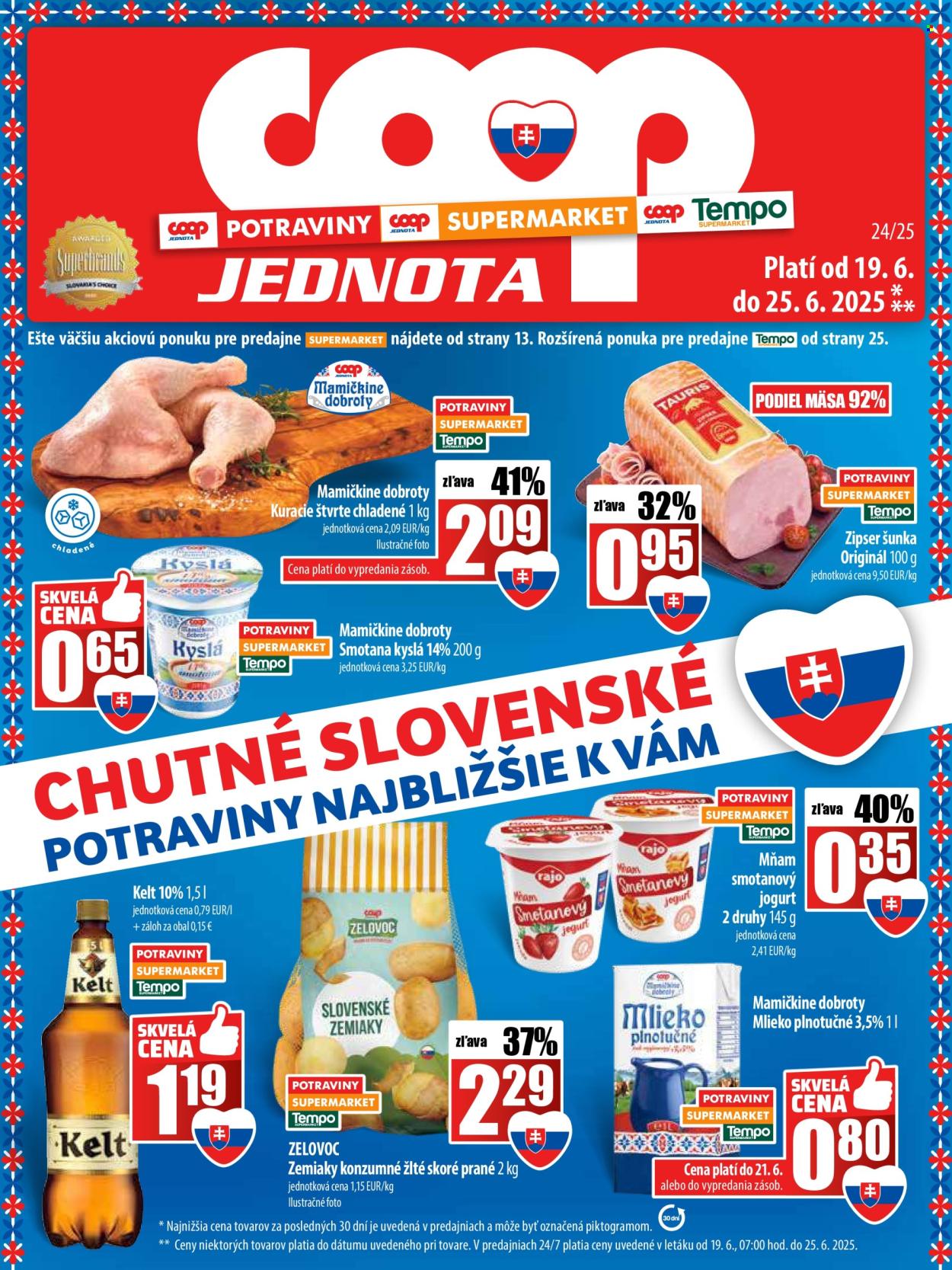 Leták COOP Jednota - 19.6.2025 - 25.6.2025. Strana 1