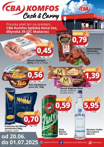 Leták CBA Komfos - 20.6.2025 - 1.7.2025.