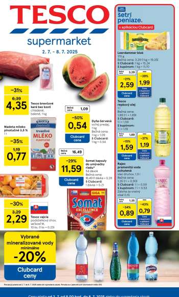 Leták TESCO supermarket - 2.7.2025 - 8.7.2025.