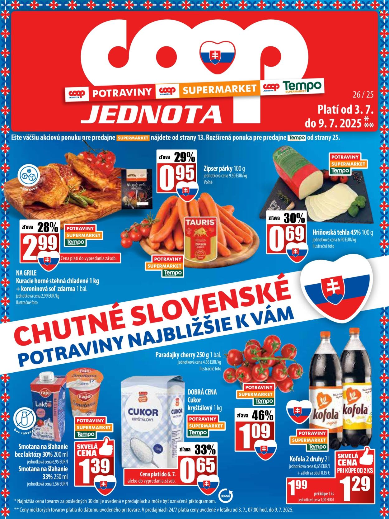 Leták COOP Jednota - 3.7.2025 - 9.7.2025. Strana 1