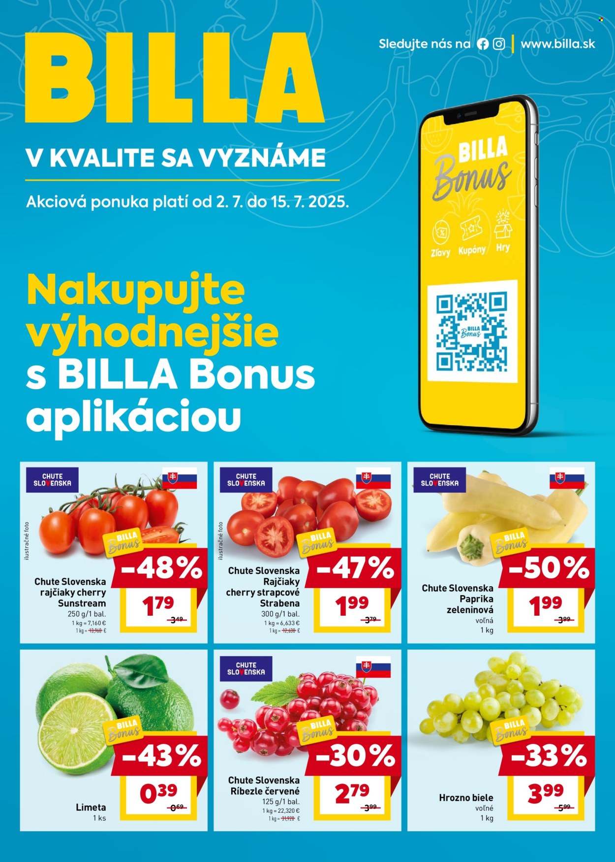 Leták Billa - 2.7.2025 - 15.7.2025. Strana 1