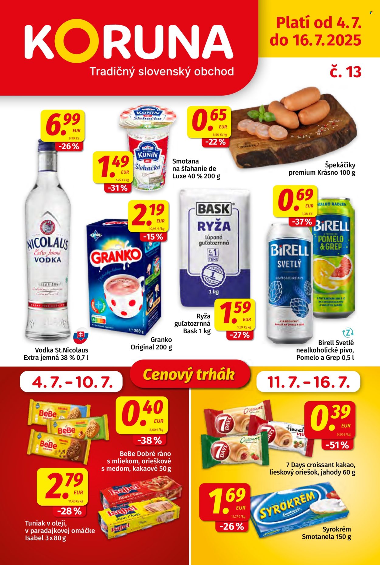 Leták Potraviny KORUNA - 4.7.2025 - 16.7.2025. Strana 1