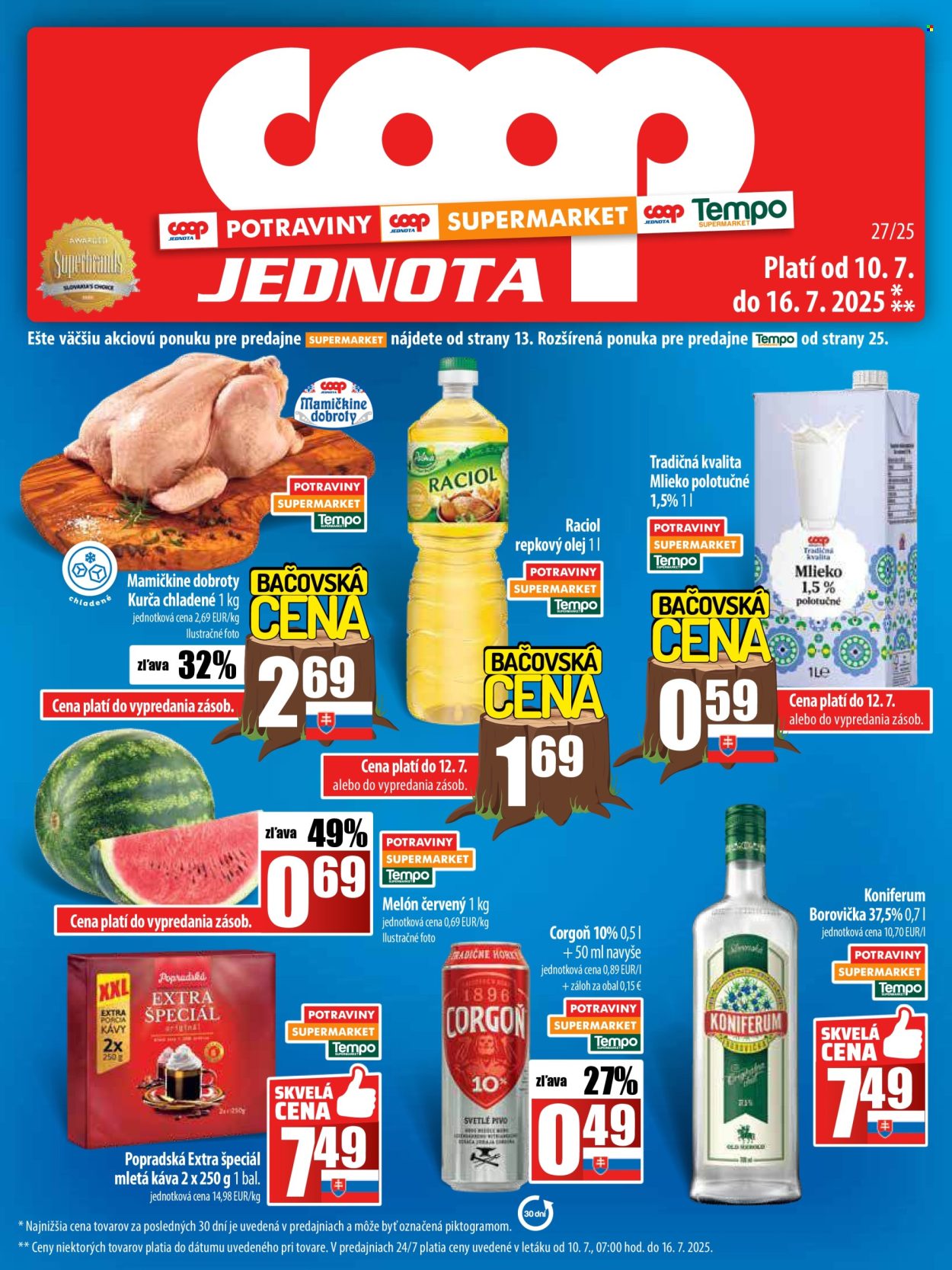 Leták COOP Jednota - 10.7.2025 - 16.7.2025. Strana 1
