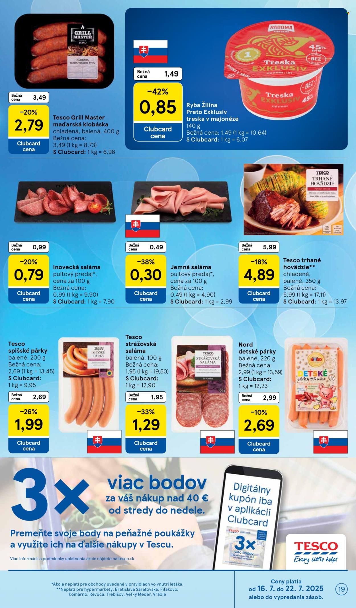 Leták TESCO - 16.7.2025 - 22.7.2025. Strana 19