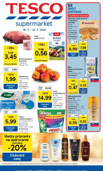 Leták TESCO supermarket - 16.7.2025 - 22.7.2025.