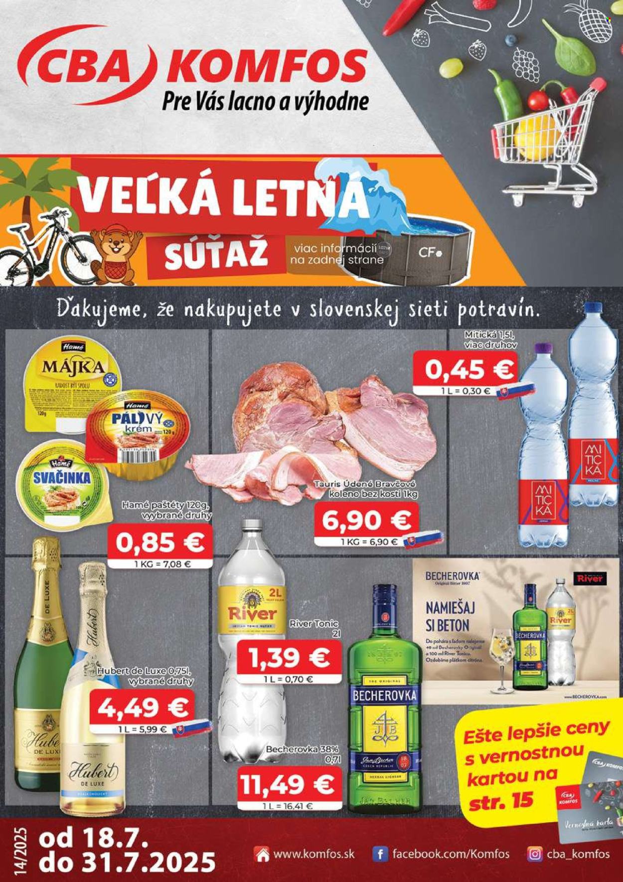 Leták CBA Komfos - 18.7.2025 - 31.7.2025. Strana 1