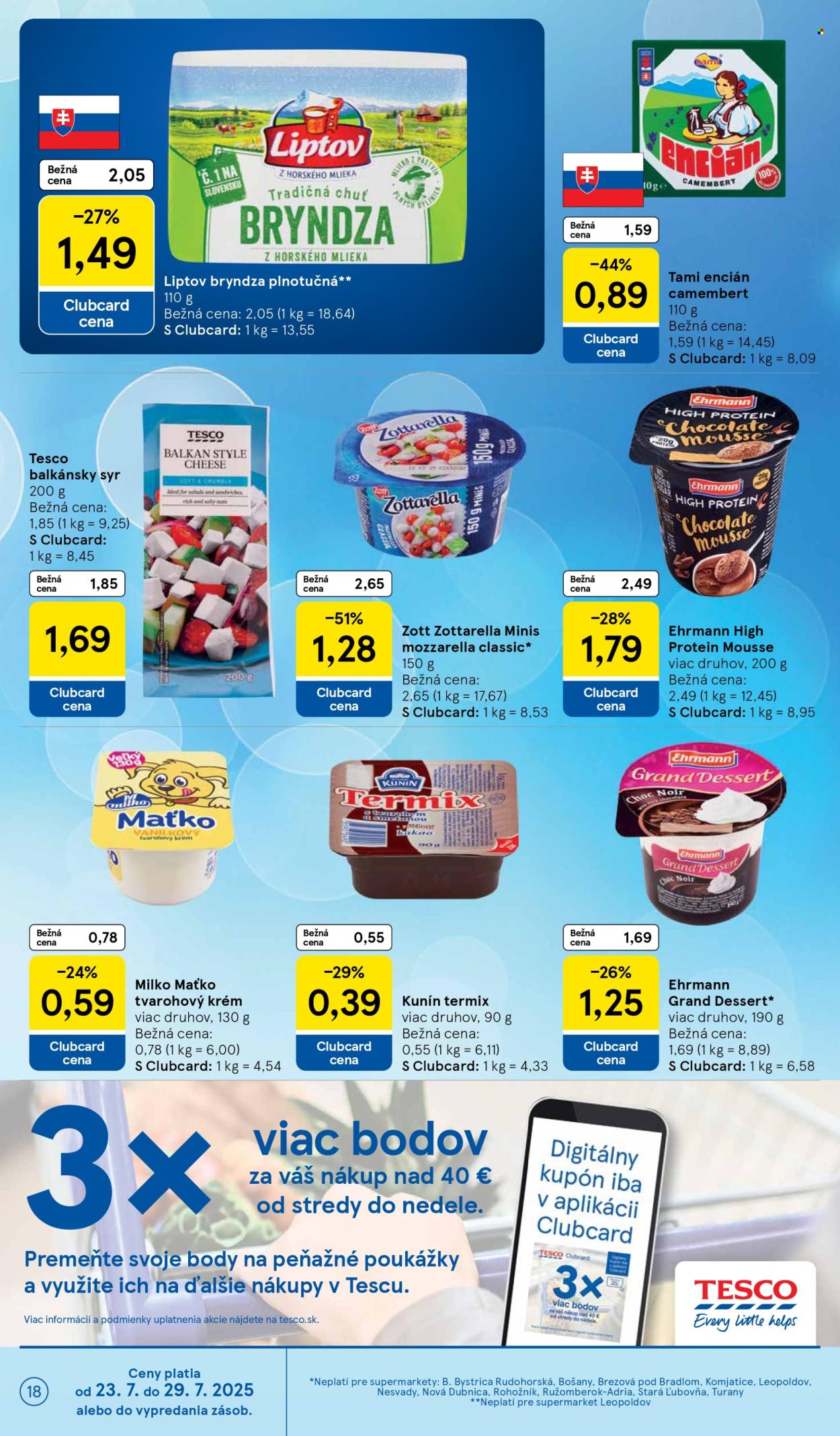 Leták TESCO supermarket - 23.7.2025 - 29.7.2025. Strana 18