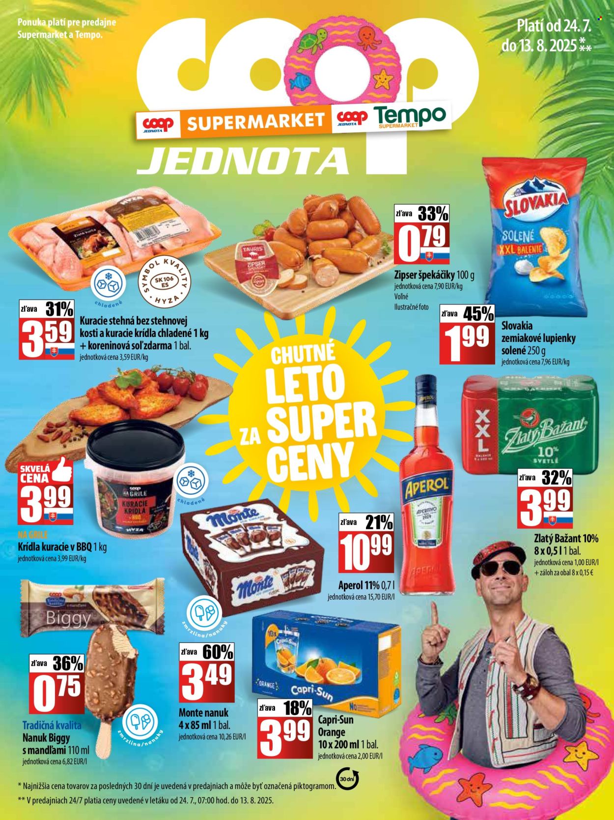 Leták COOP Jednota - 24.7.2025 - 13.8.2025. Strana 1
