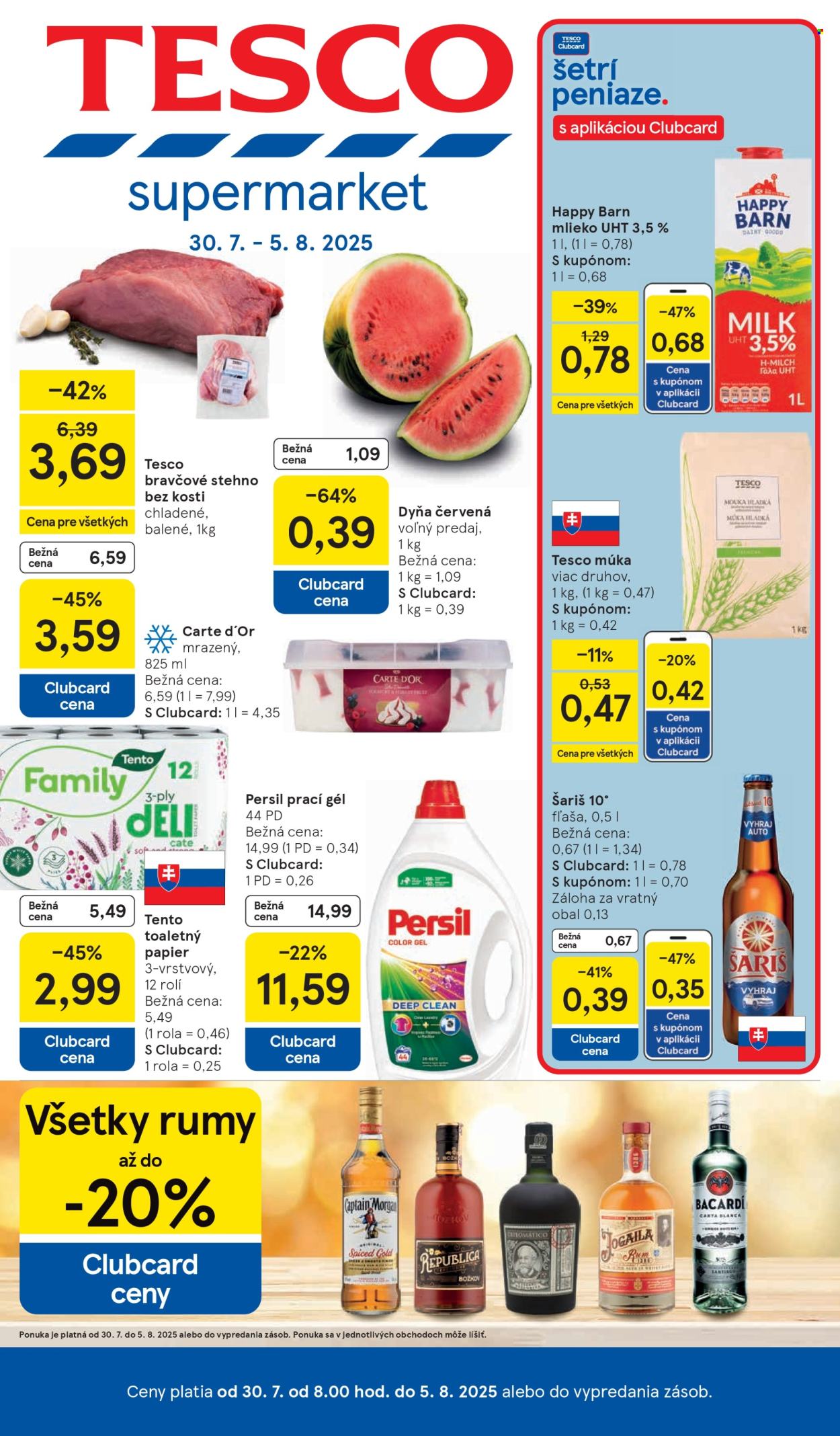 Leták TESCO supermarket - 30.7.2025 - 5.8.2025. Strana 1