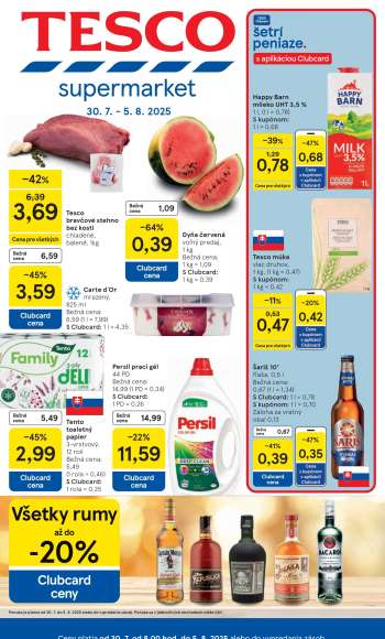 Leták TESCO supermarket - 30.7.2025 - 5.8.2025.
