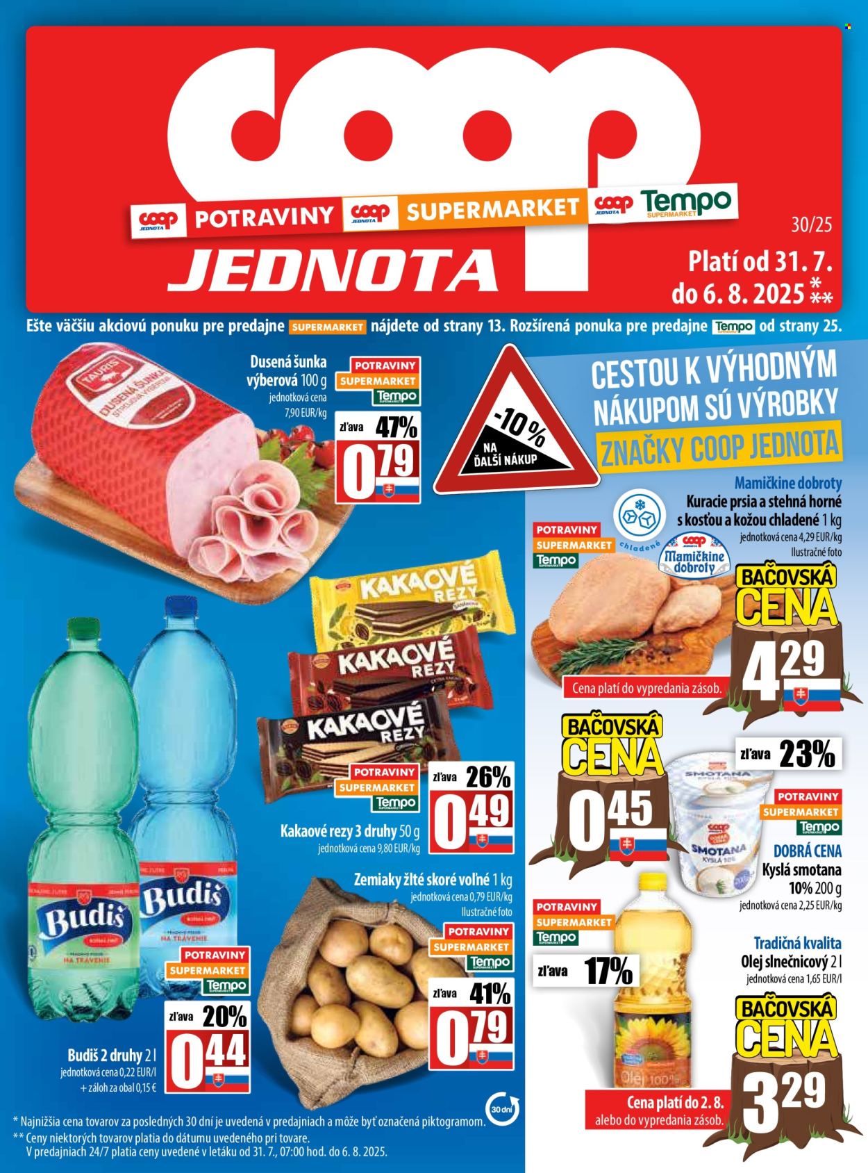 Leták COOP Jednota - 31.7.2025 - 6.8.2025. Strana 1