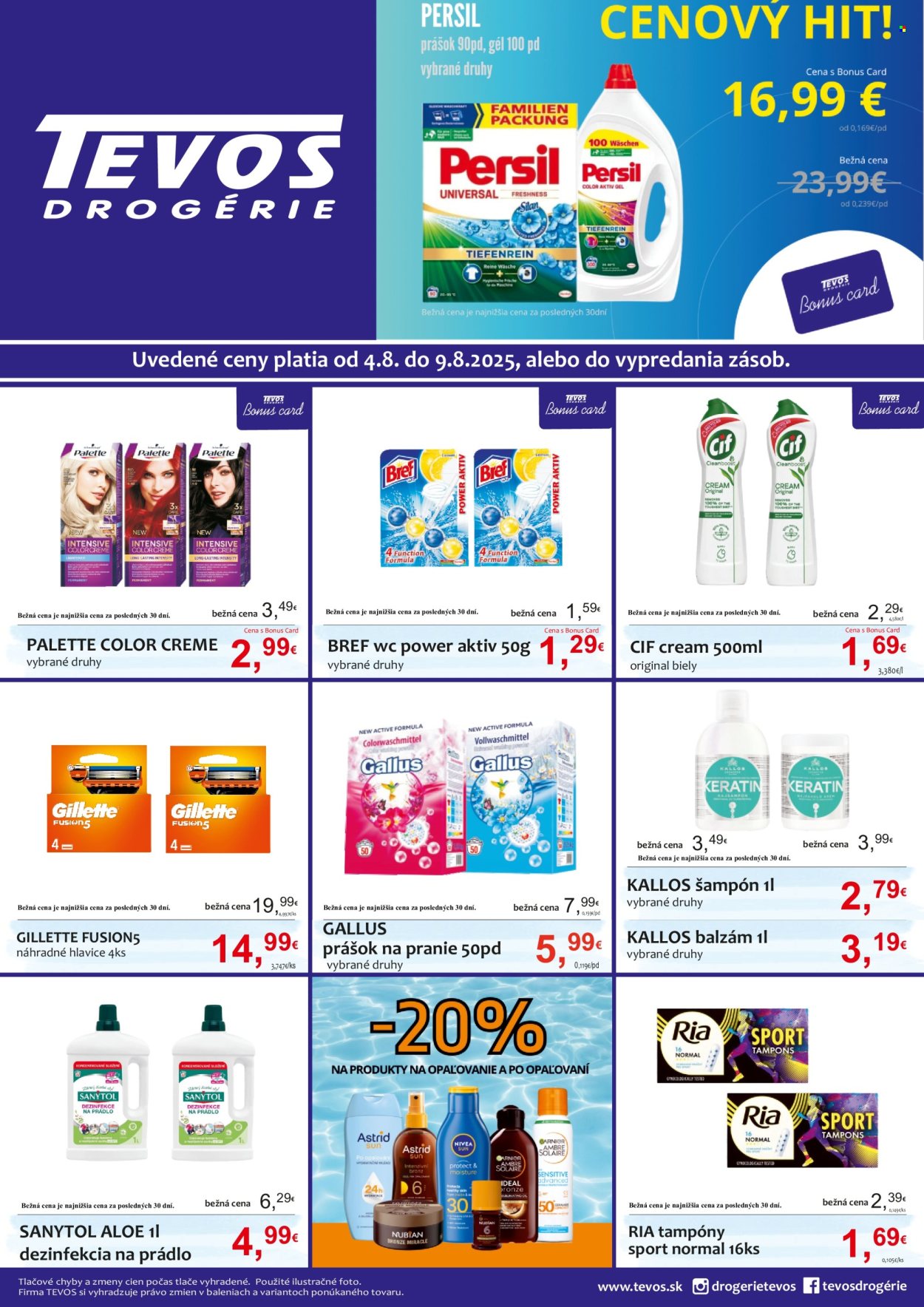 Leták Tevos Drogérie - 4.8.2025 - 9.8.2025. Strana 1