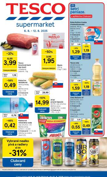 Leták TESCO supermarket - 6.8.2025 - 12.8.2025.