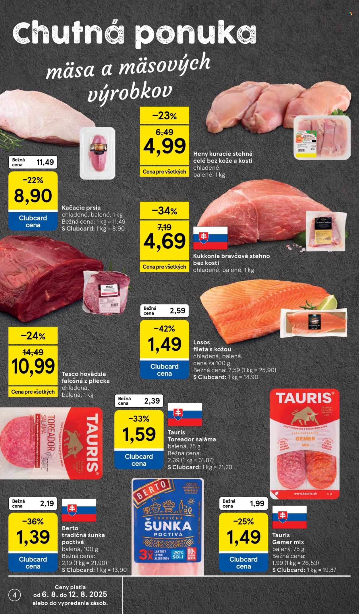 Leták TESCO supermarket - 6.8.2025 - 12.8.2025. Strana 4
