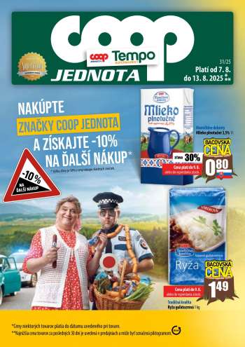 Leták COOP Jednota - 7.8.2025 - 13.8.2025.