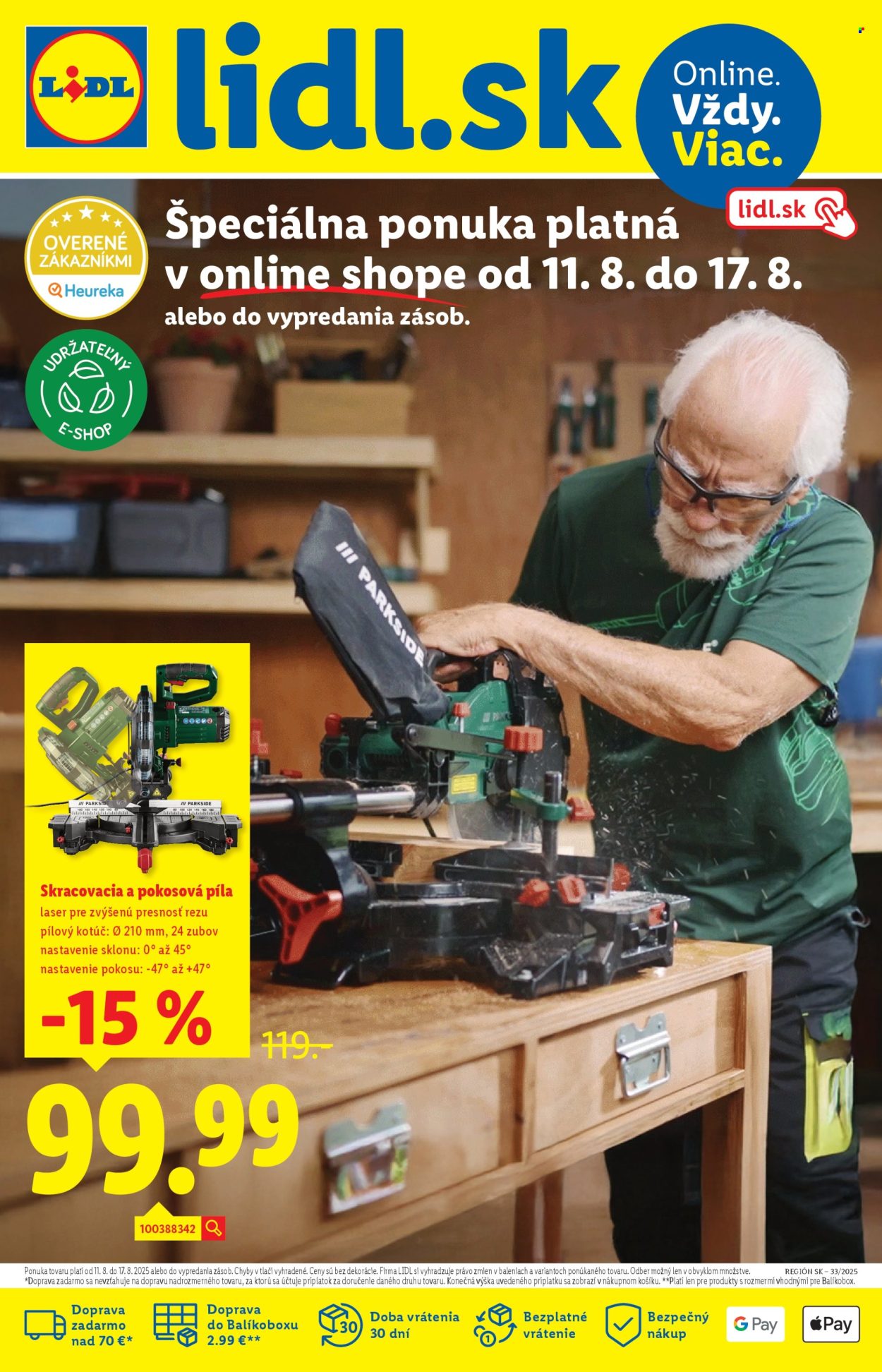 Leták Lidl - 11.8.2025 - 17.8.2025. Strana 1