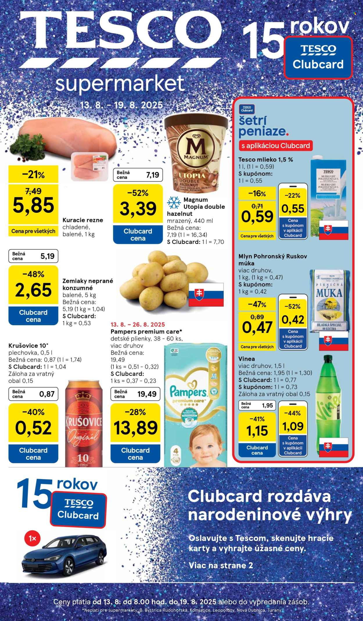Leták TESCO supermarket - 13.8.2025 - 19.8.2025. Strana 1