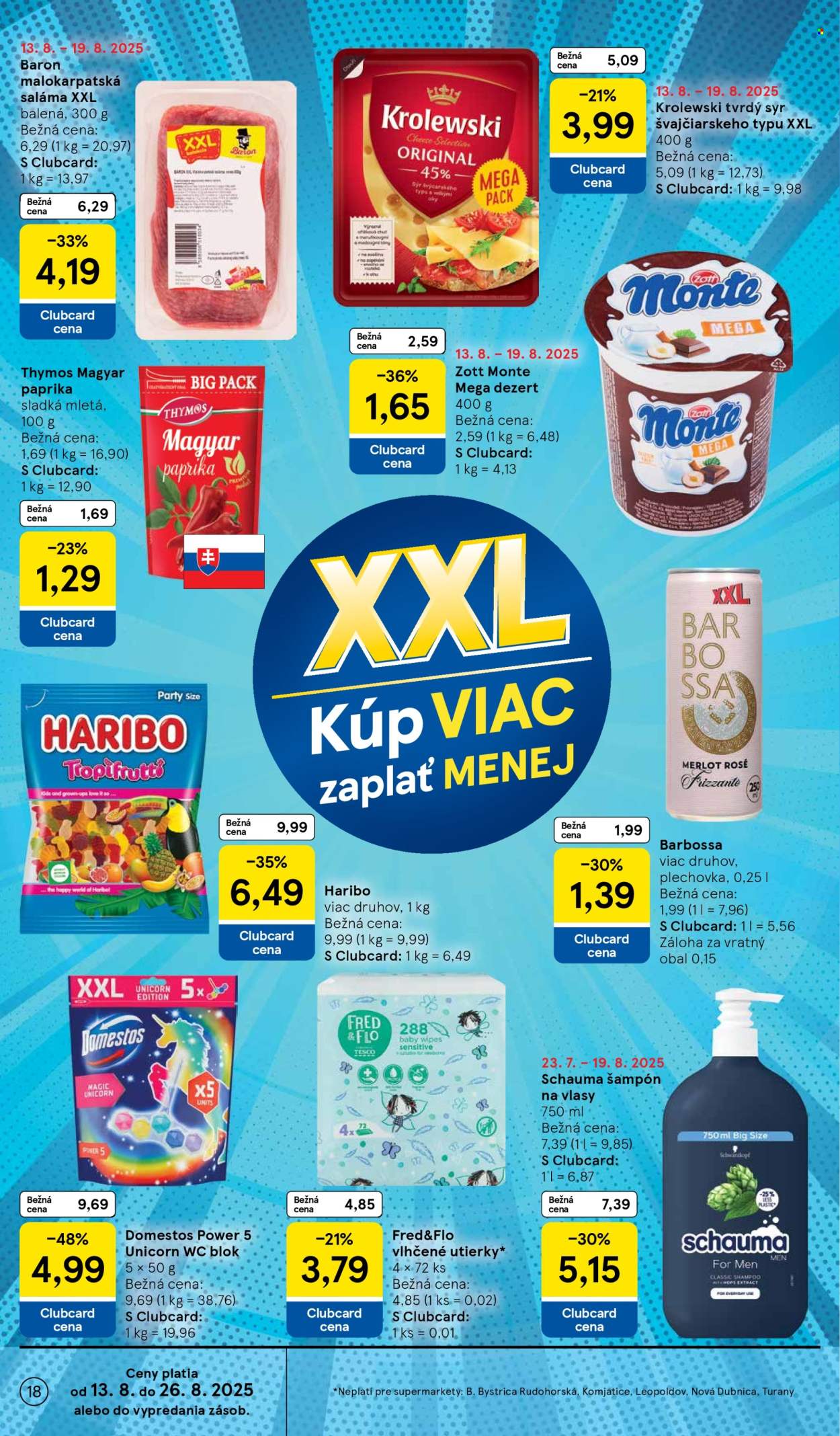 Leták TESCO supermarket - 13.8.2025 - 19.8.2025. Strana 18