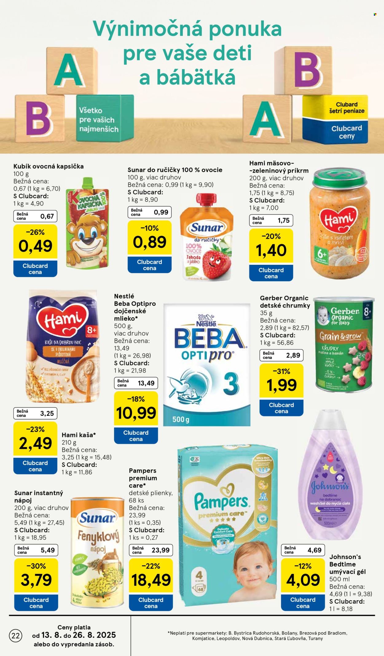 Leták TESCO supermarket - 13.8.2025 - 19.8.2025. Strana 22