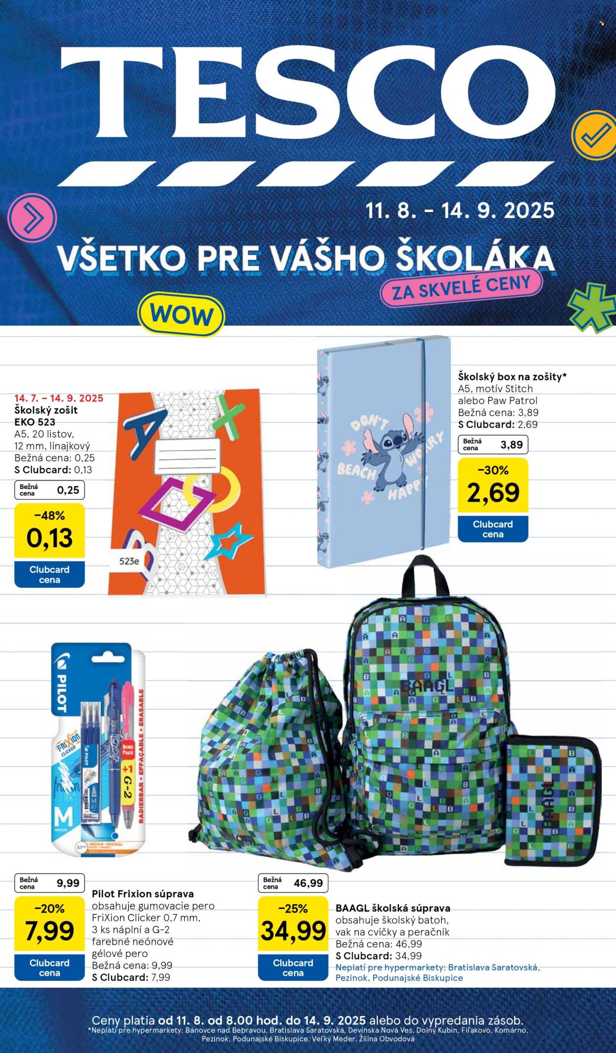 Leták TESCO - 11.8.2025 - 14.9.2025. Strana 1