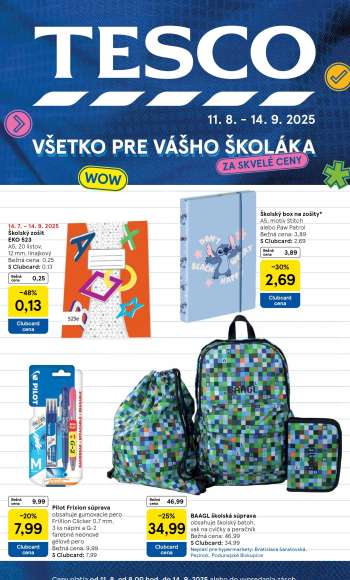 Leták TESCO - 11.8.2025 - 14.9.2025.