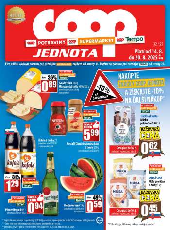 Leták COOP Jednota - 14.8.2025 - 20.8.2025.