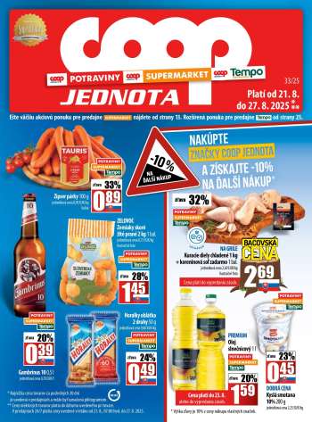 Leták COOP Jednota - 21.8.2025 - 27.8.2025.