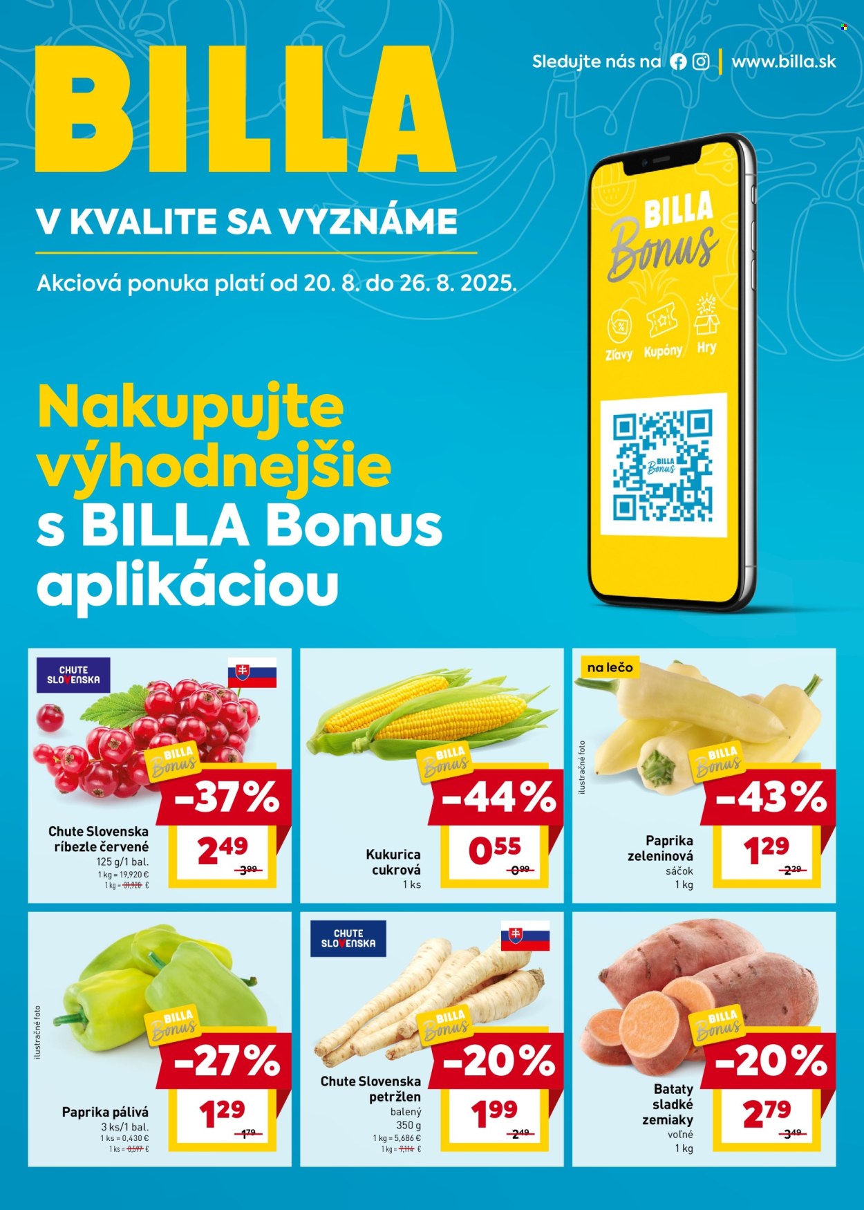 Leták Billa - 20.8.2025 - 26.8.2025. Strana 1
