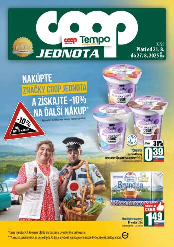 Leták COOP Jednota - 21.8.2025 - 27.8.2025.