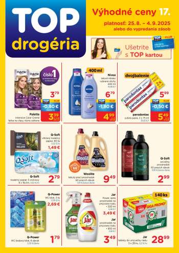 Leták TOP drogéria - 25.8.2025 - 4.9.2025.