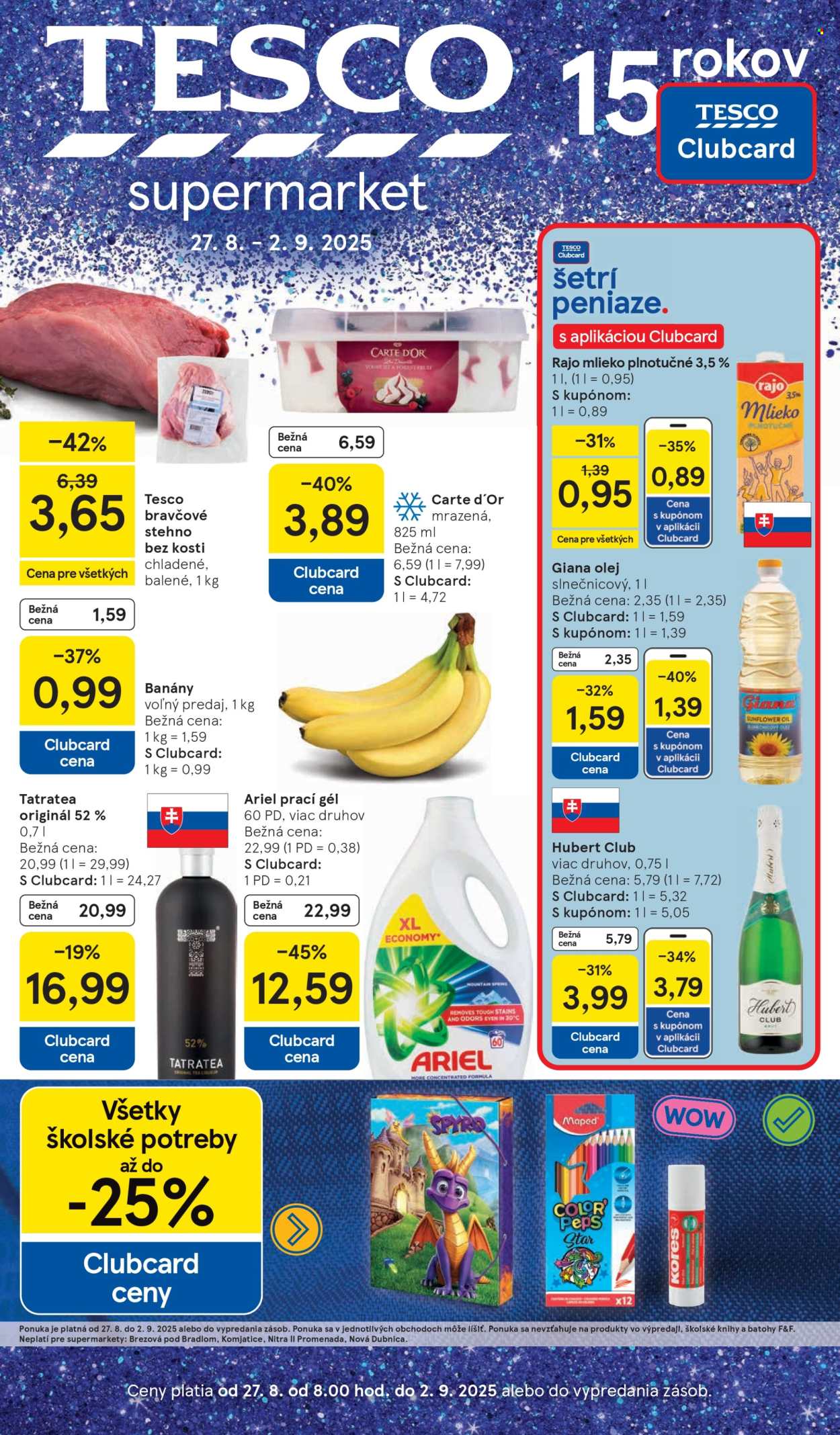 Leták TESCO supermarket - 27.8.2025 - 2.9.2025. Strana 1