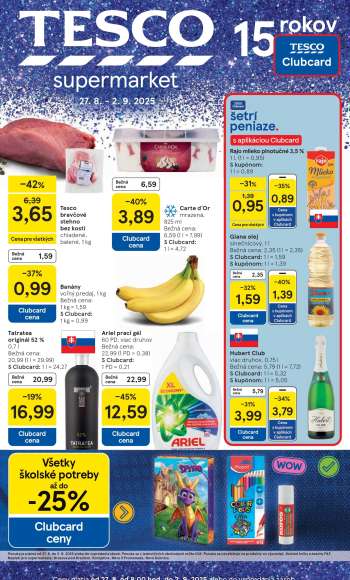 Leták TESCO supermarket - 27.8.2025 - 2.9.2025.