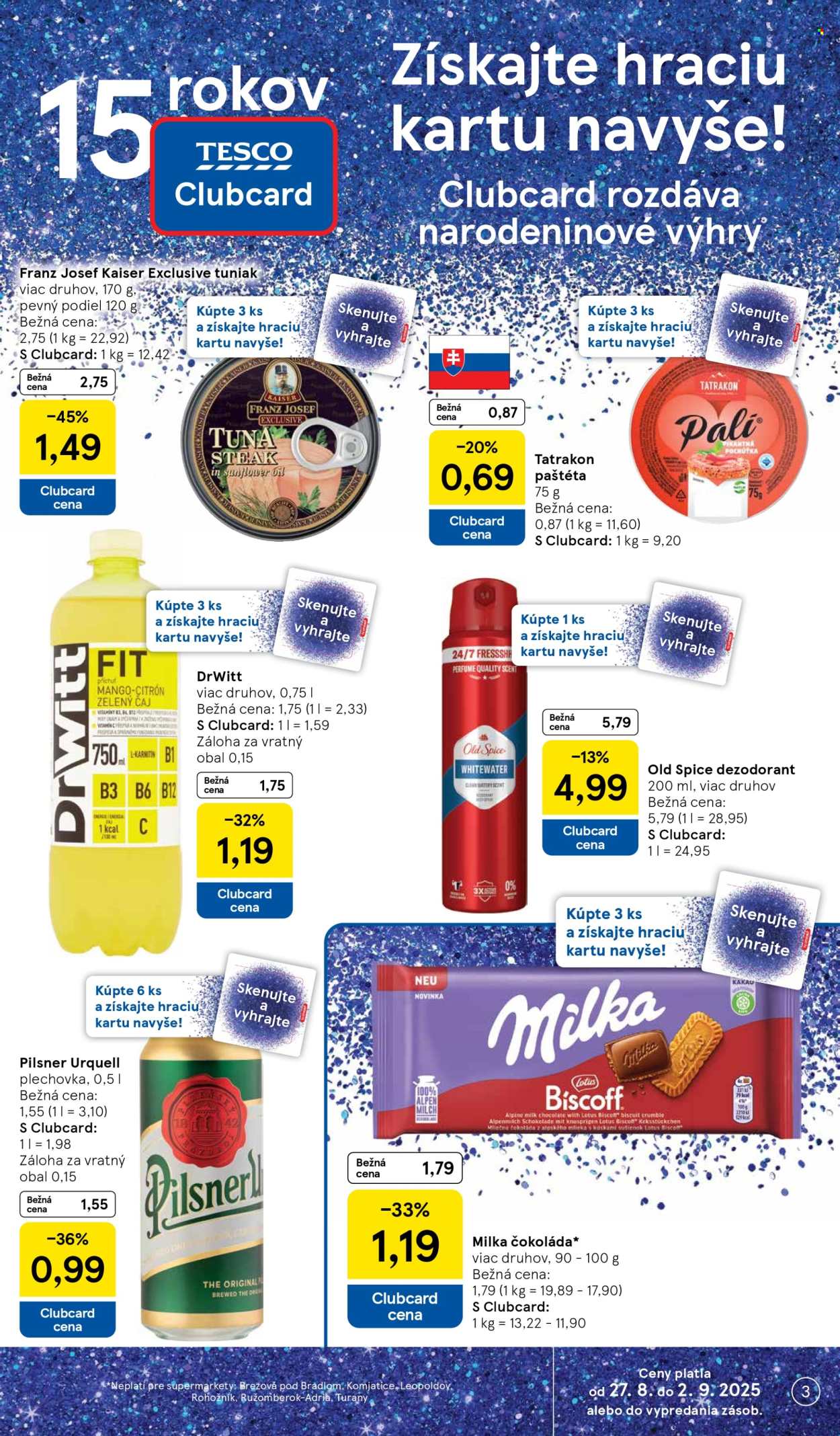 Leták TESCO supermarket - 27.8.2025 - 2.9.2025. Strana 3