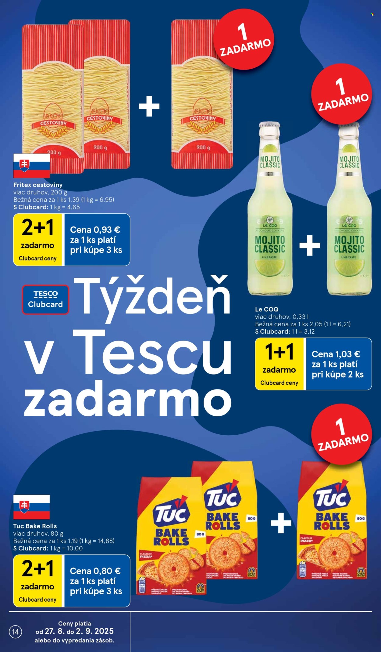 Leták TESCO supermarket - 27.8.2025 - 2.9.2025. Strana 14