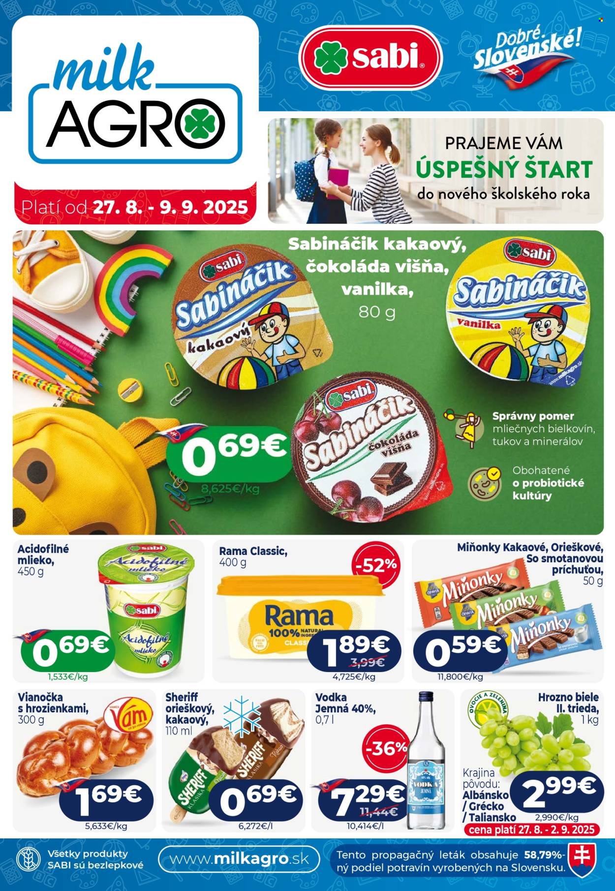 Leták Milk AGRO - 27.8.2025 - 9.9.2025. Strana 1