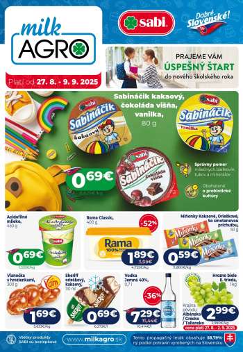 Leták Milk AGRO - 27.8.2025 - 9.9.2025.