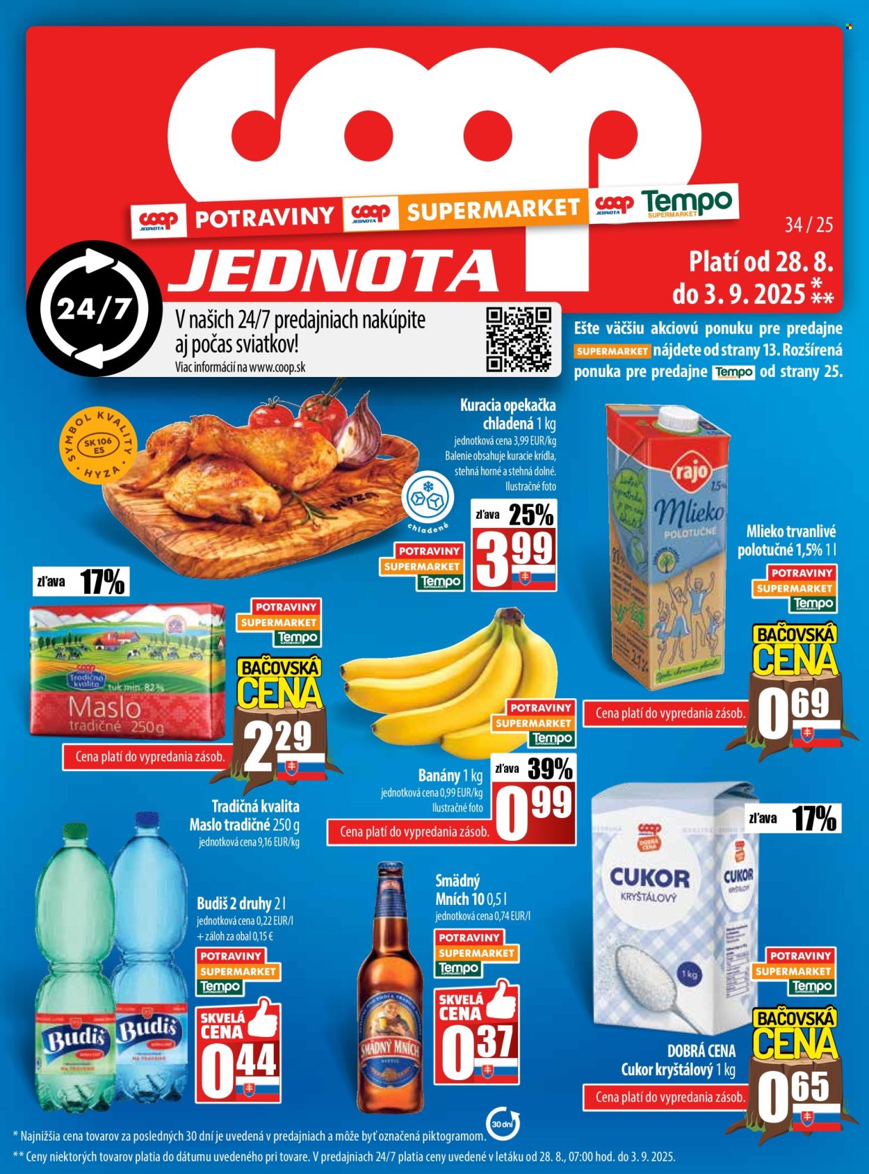 Leták COOP Jednota - 28.8.2025 - 3.9.2025. Strana 1