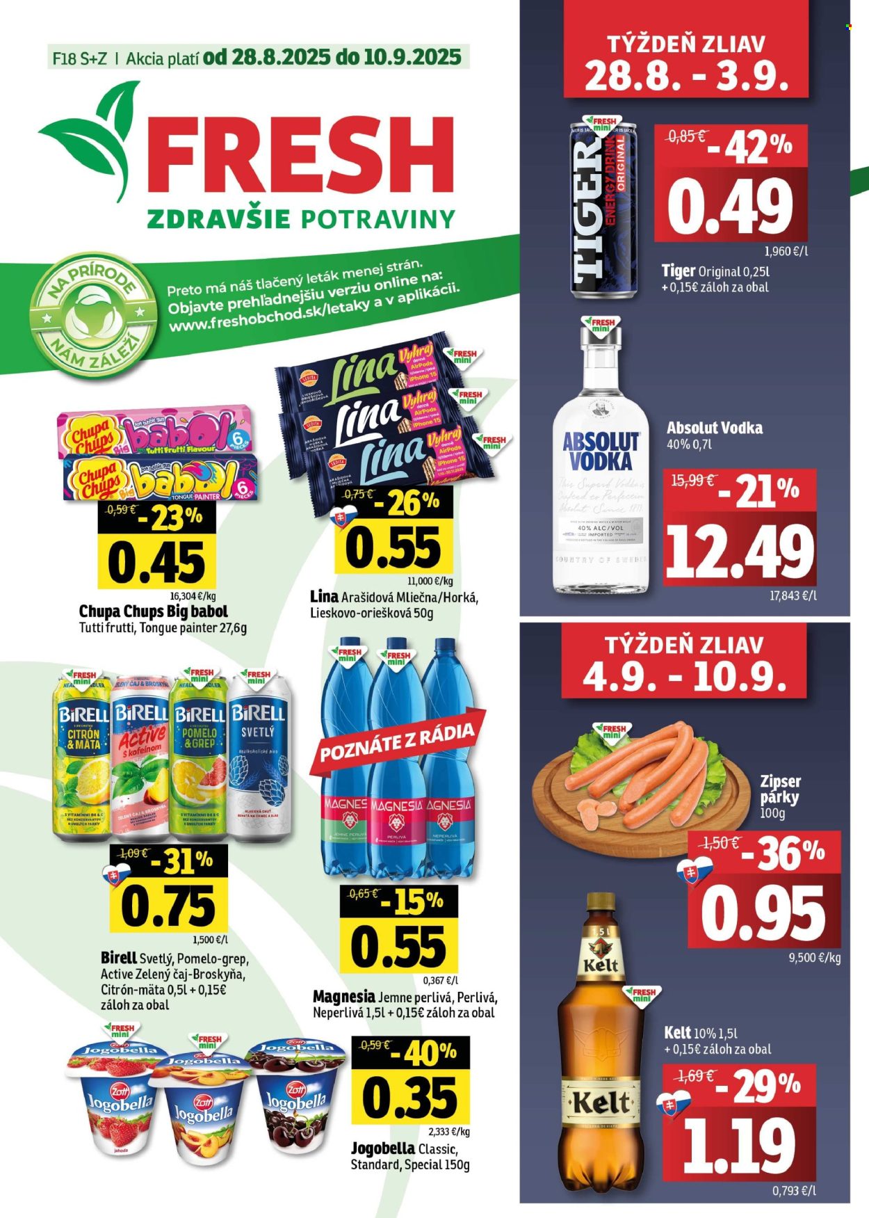 Leták FRESH - 28.8.2025 - 10.9.2025. Strana 1