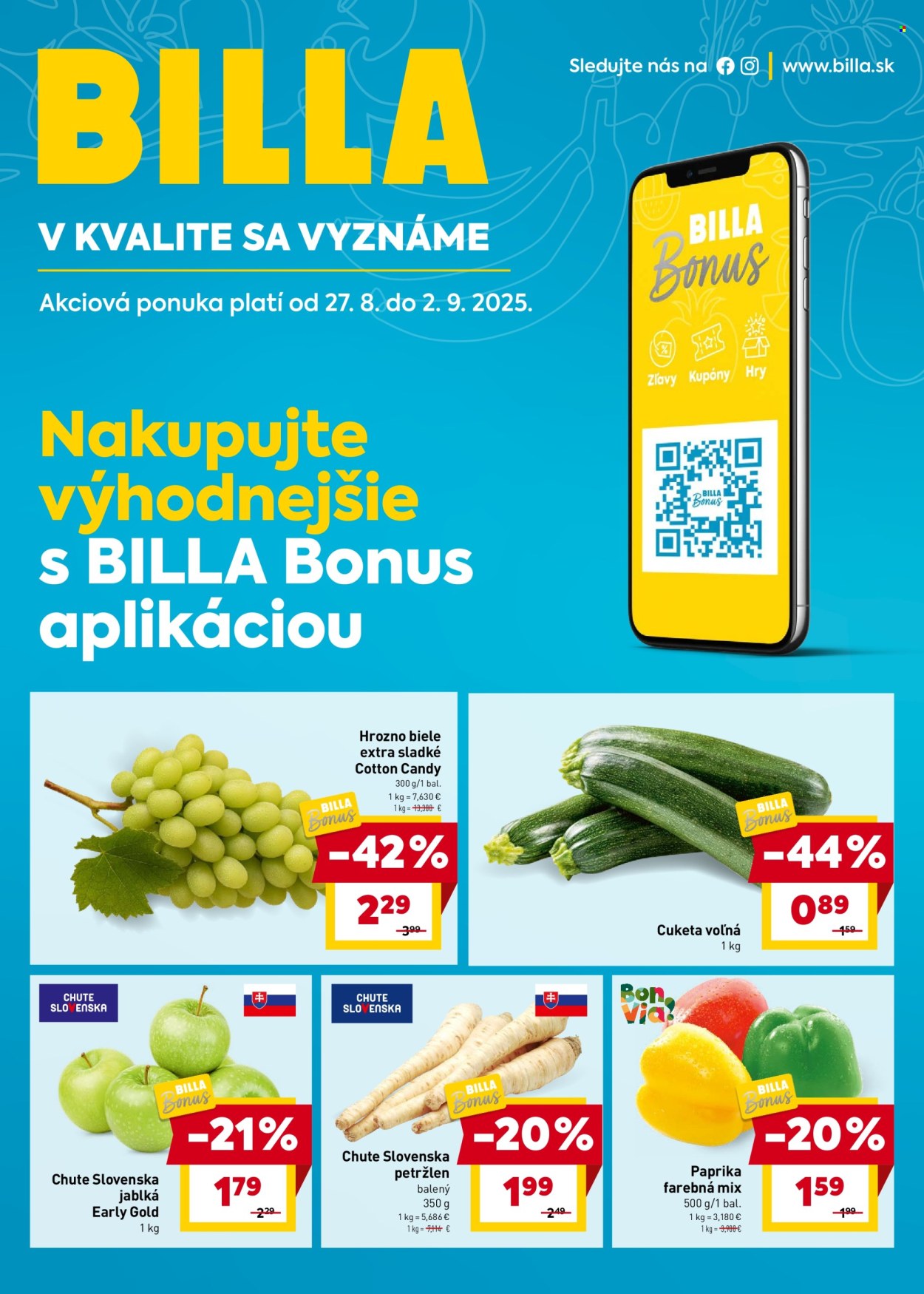 Leták Billa - 27.8.2025 - 2.9.2025. Strana 1