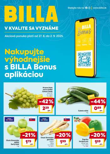 Leták Billa - 27.8.2025 - 2.9.2025.
