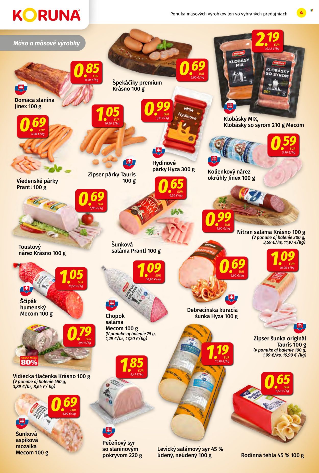 Leták Potraviny KORUNA - 28.8.2025 - 10.9.2025. Strana 4